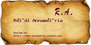 Rádi Annamária névjegykártya